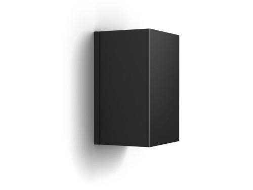 Không gian ánh sáng trắng và màu Resonate Hue WACA wall lantern black 2x8